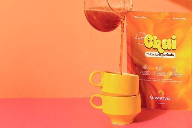 Imagen publicitaria del té chai y de la categoría de infusiones